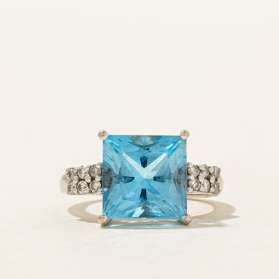 Blue Topaz & Diamond Cocktail Ring | 6.00ct, 0.24ctw | SZ 6 |