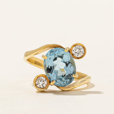 Blue Topaz & Diamond Ring | 3.00ct, 0.20ctw | SZ 6.5 |