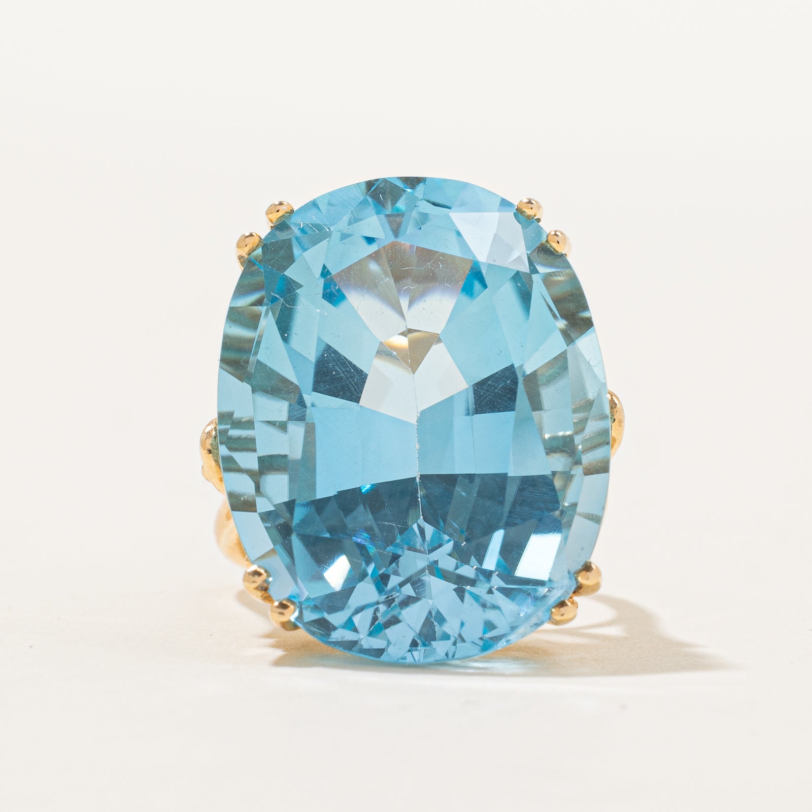 Bague cocktail en topaze bleue | 38,00 ct | Taille 5 | 