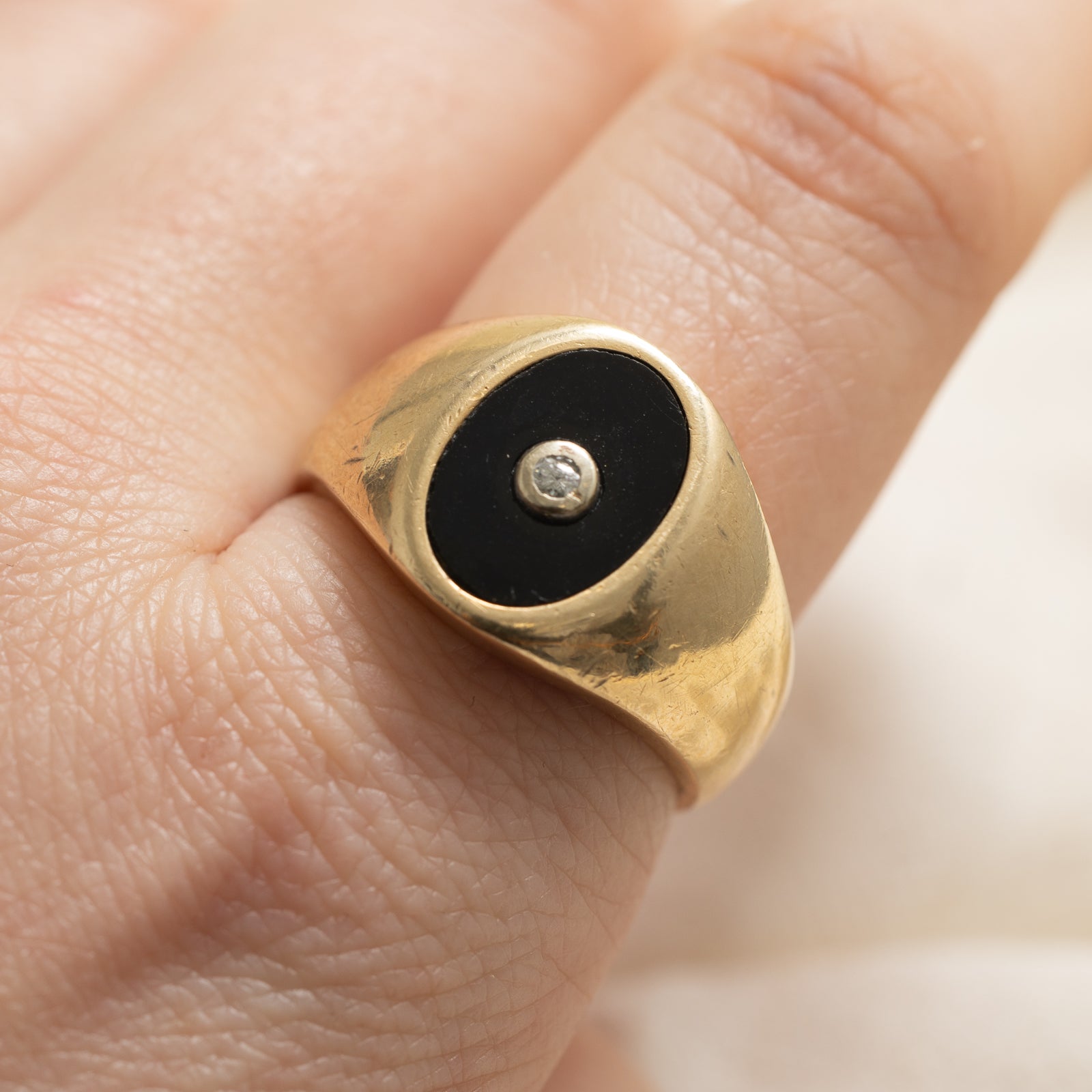 Onyx & Diamond Signet Ring |  1.70ct | 0.03ct | SZ 10