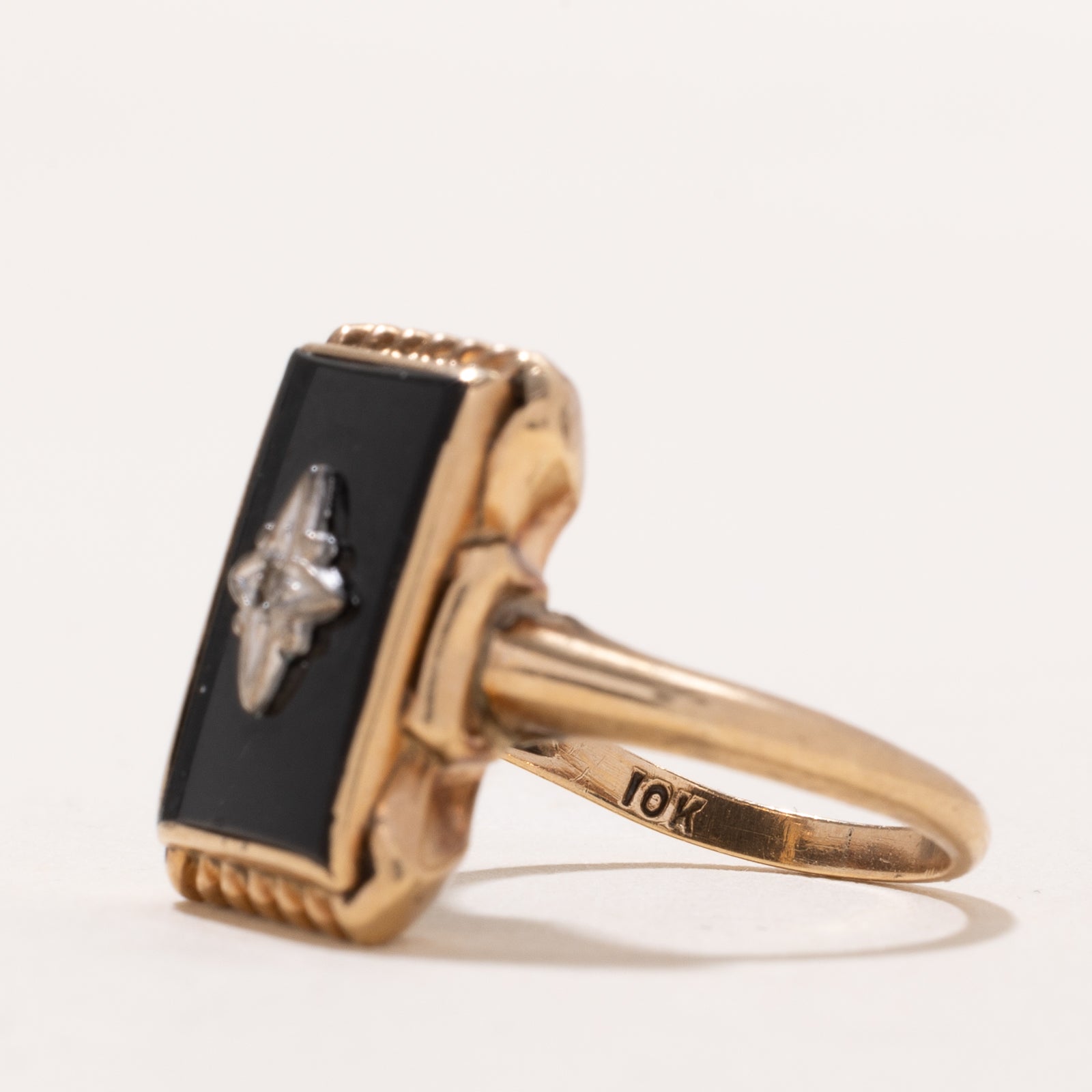 Vintage Onyx & Diamond Ring | 4.50ct | 0.01ct | SZ 6.5