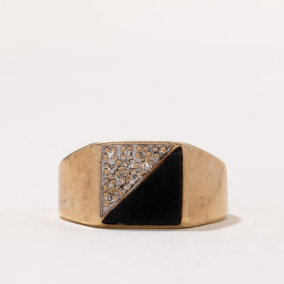 Onyx & Diamond Signet Ring | 0.75ct | 0.08ctw | SZ 10.75