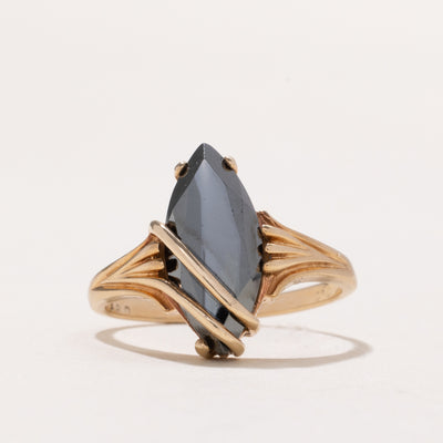 Marquise Cut Hematite Grooved Ring | 4.85ct | SZ 6.5