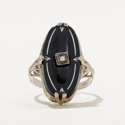 Onyx & Diamond Textured Ring | 2.75ct | 0.04ct | SZ 5.5