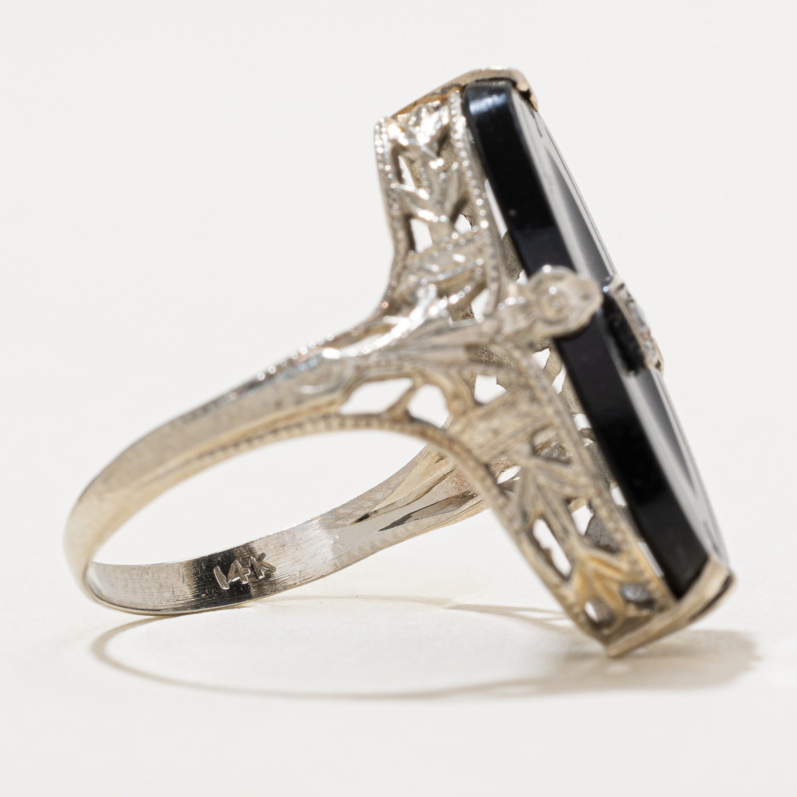 Onyx & Diamond Textured Ring | 2.75ct | 0.04ct | SZ 5.5