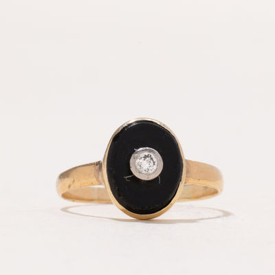 Oval Cut Onyx & Diamond Ring | 1.40ct | 0.05ct | SZ 5.75