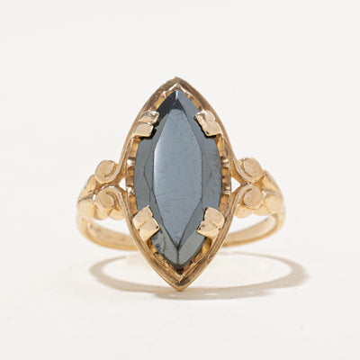 Marquise Cut Hematite Textured Ring | 5.00ct | SZ 4