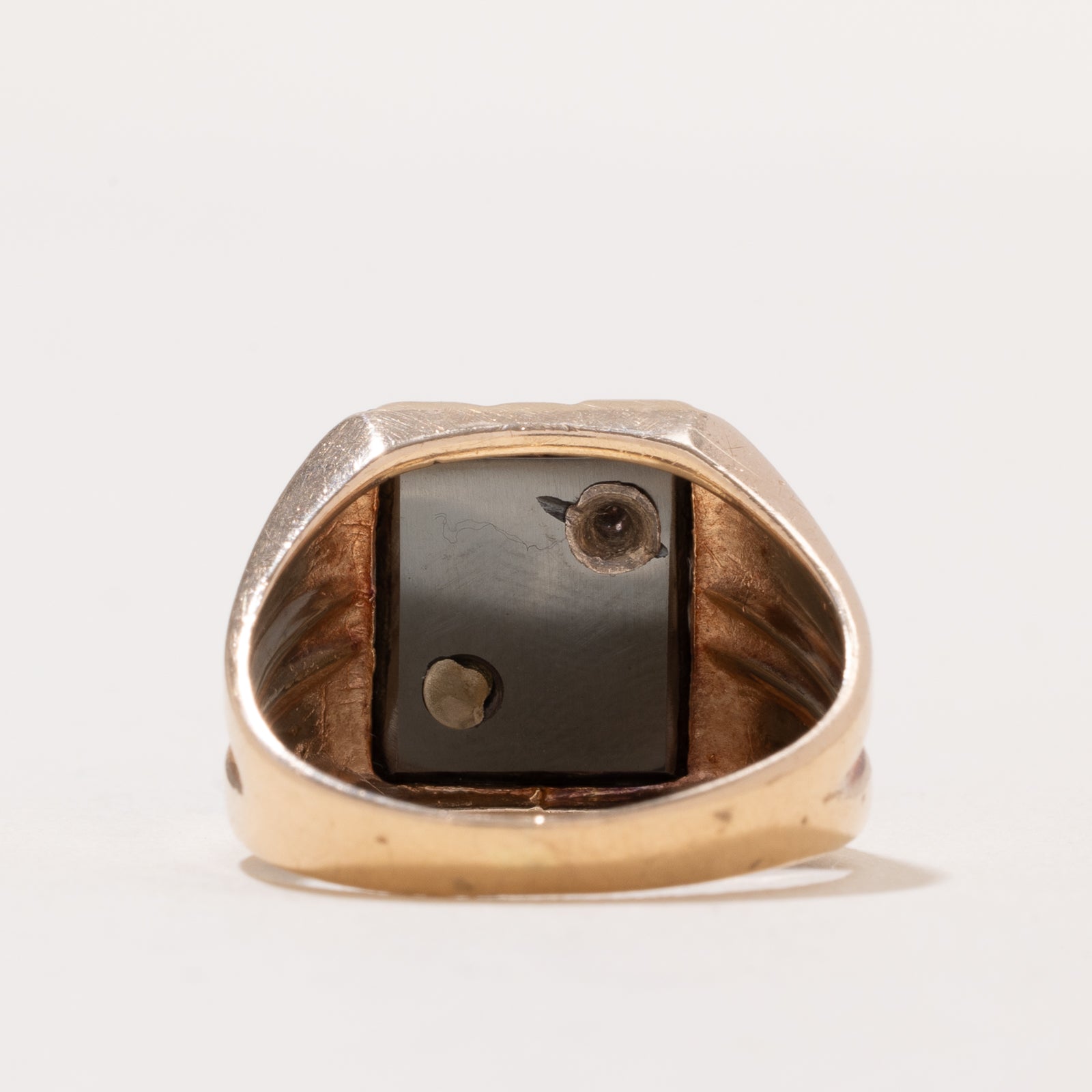 Hematite & Diamond 'M' Initial Signet Ring | 8.00ct | 0.01ct | SZ 7