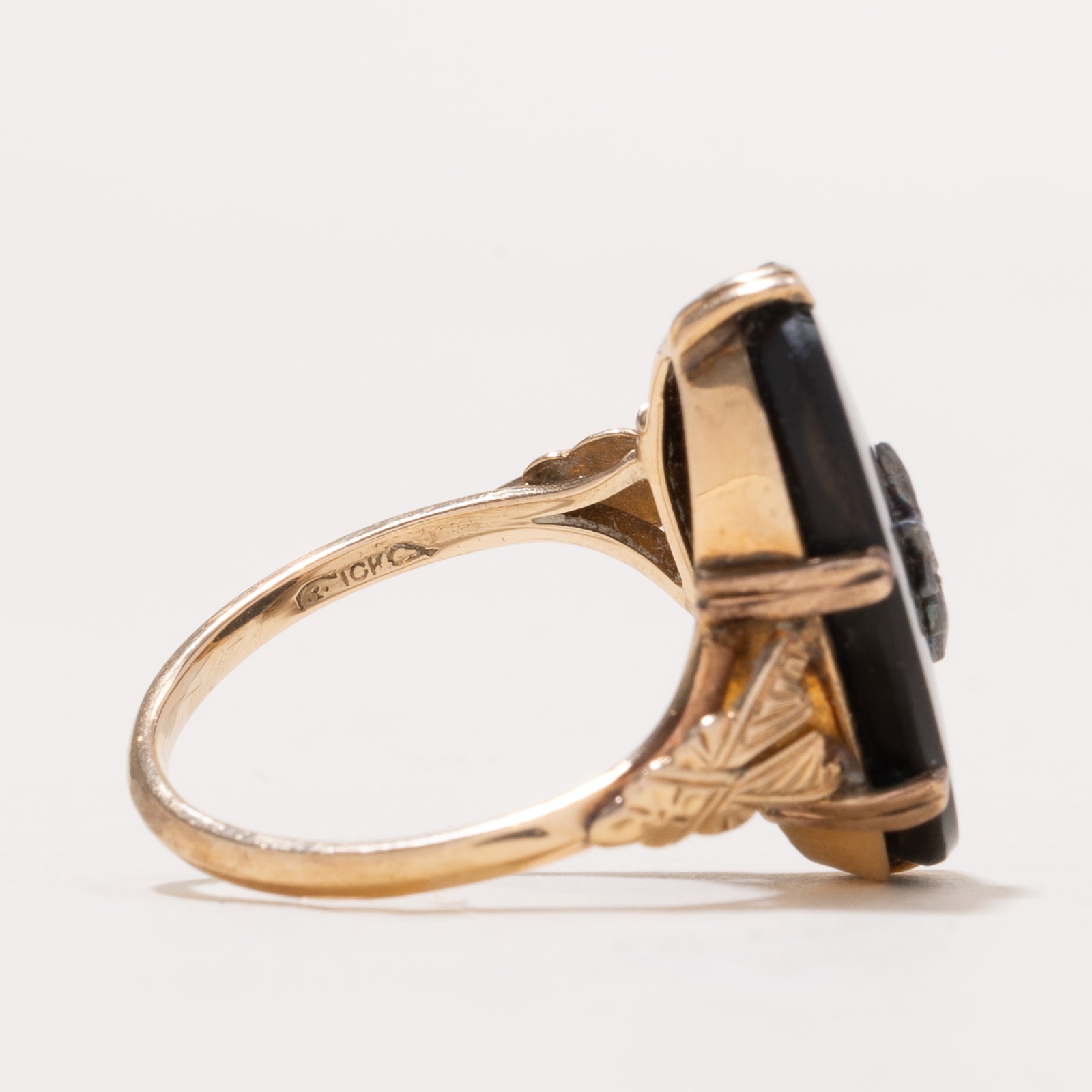 'Birks' Onyx & Diamond Cocktail Ring |  7.50ct | 0.04ct | SZ 8
