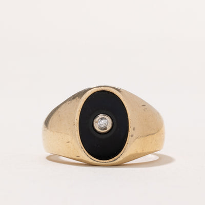 Onyx & Diamond Signet Ring |  1.70ct | 0.03ct | SZ 10