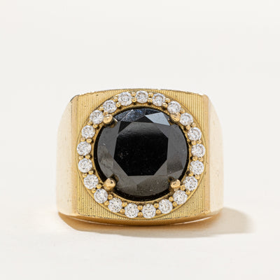 6ct+ Black Diamond & Diamond Halo Cocktail Ring | 6.10ct | 0.75ctw | SZ 9