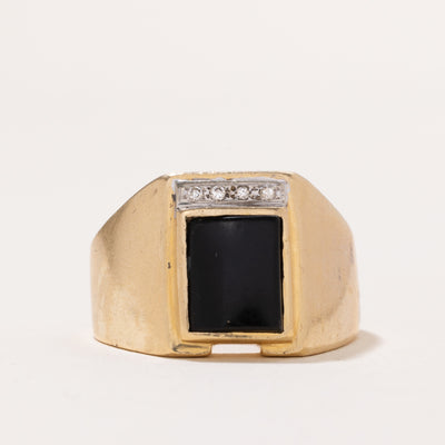 Onyx & Diamond Signet Ring | 2.60ct | 0.04ctw | SZ 11.5
