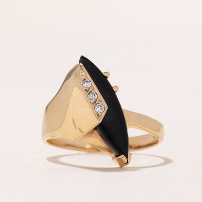 Onyx & Diamond Navette Ring | 1.85ct | 0.05ctw | SZ 9.25