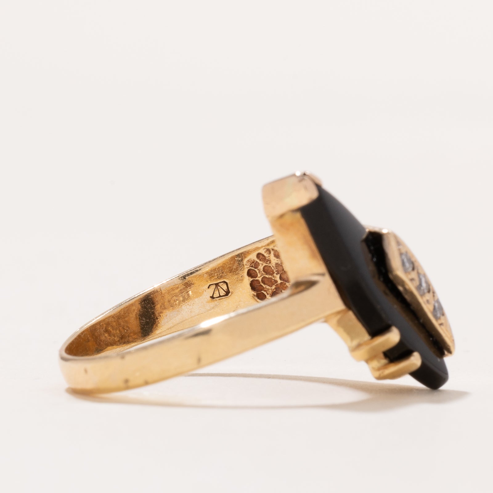 Onyx & Diamond Navette Ring | 1.85ct | 0.05ctw | SZ 9.25