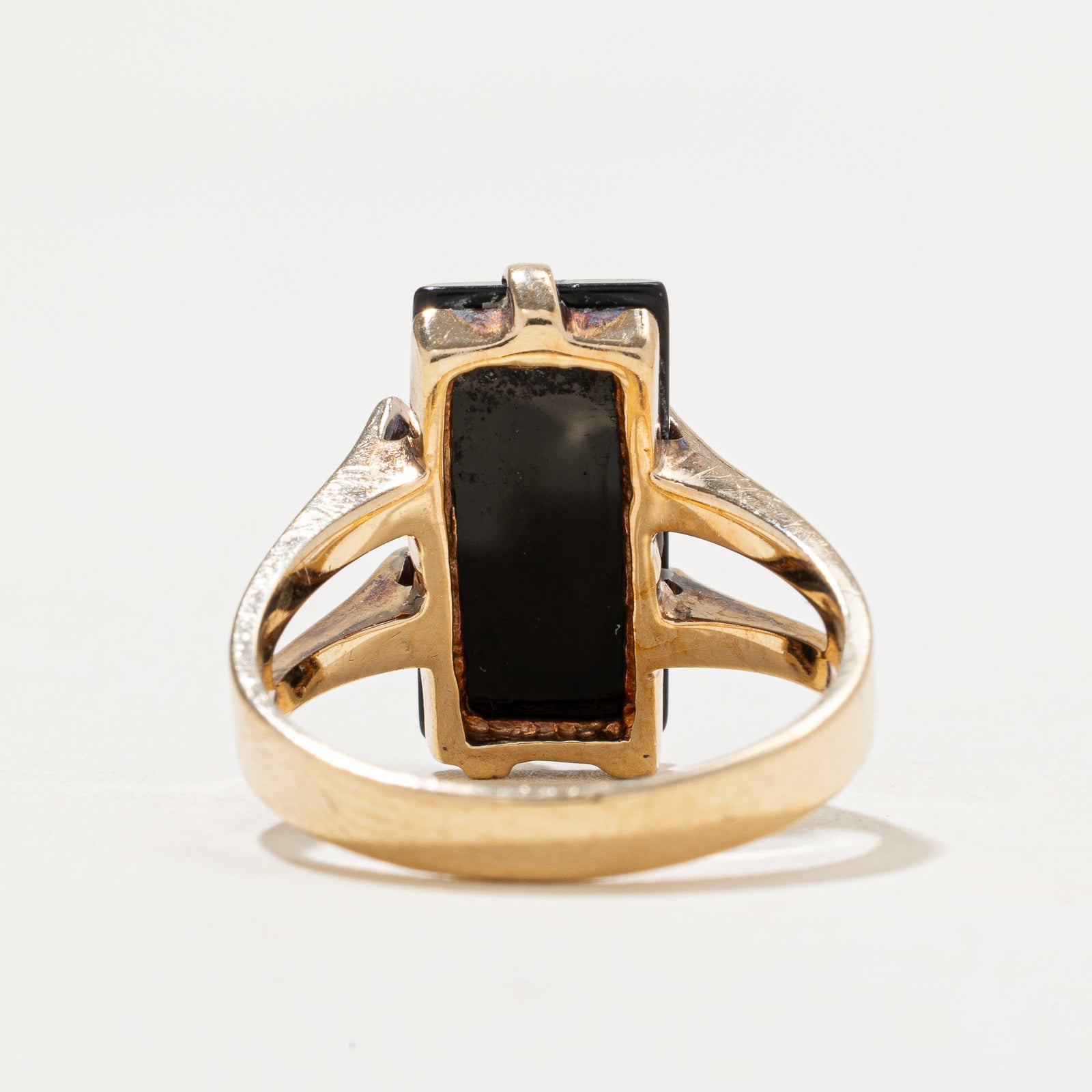 Onyx & Diamond Open Shank Ring | 3.00ct | 0.05ct | SZ 7.5
