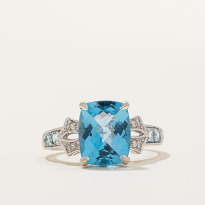 Blue Topaz & Diamond Ring | 4.20ctw, 0.04ctw | SZ 6.5 |