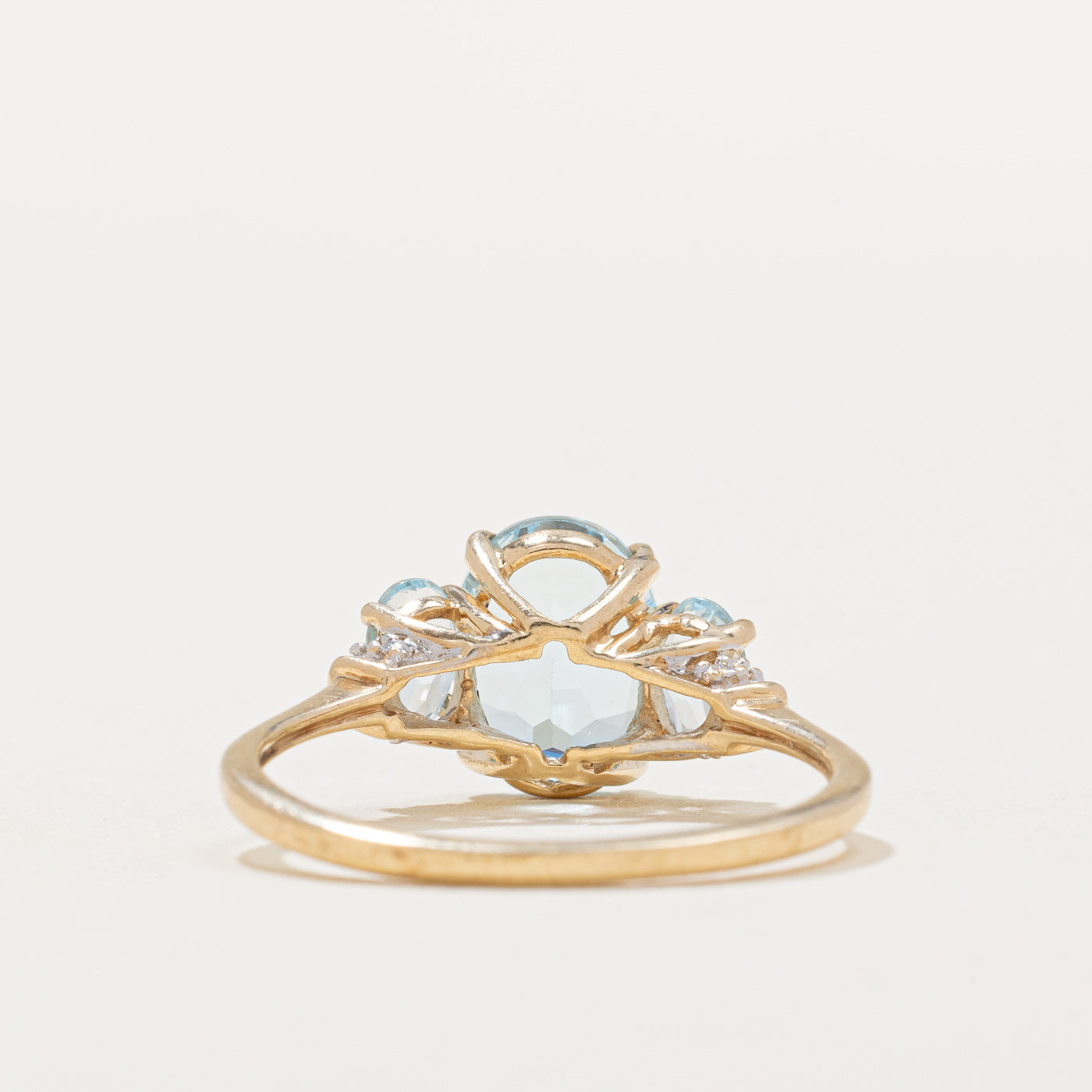 Three Stone Blue Topaz & Diamond Ring | 2.50ctw, 0.01ctw | SZ 6.5 |