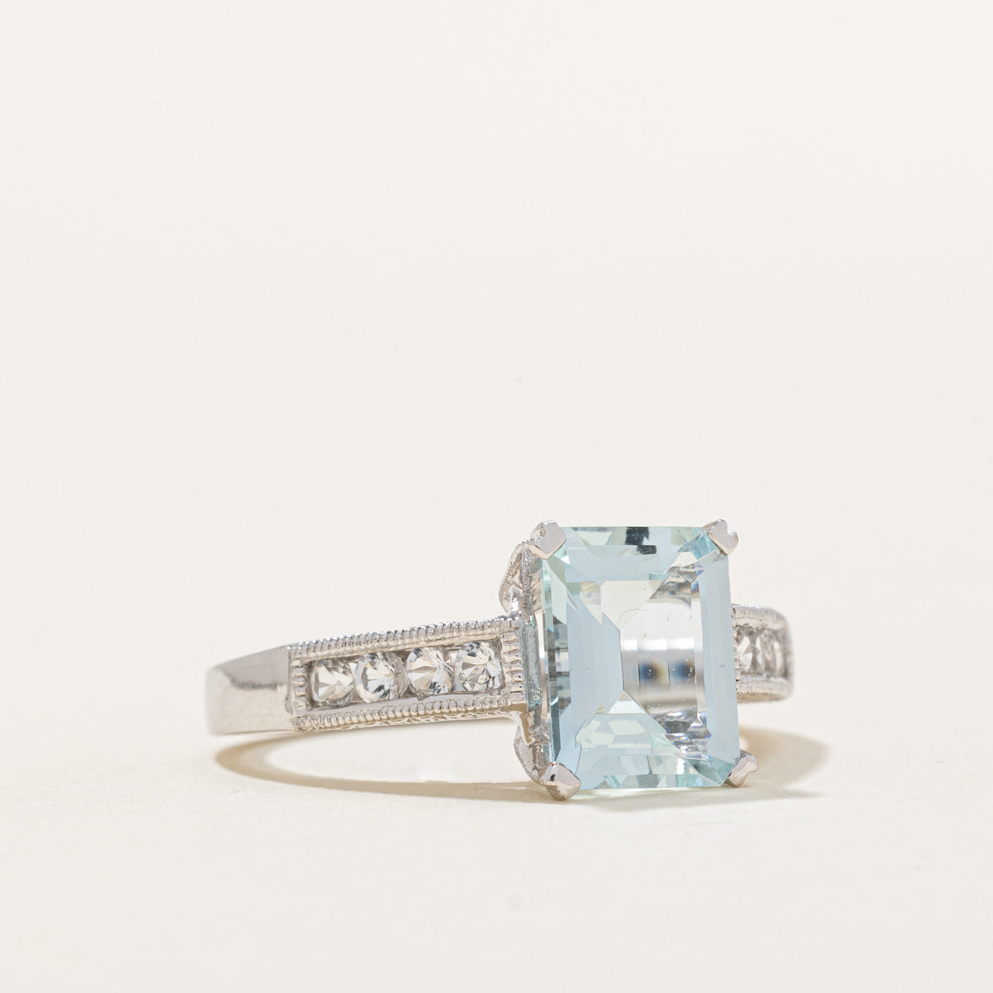 Aquamarine & White Topaz Cocktail Ring | 2.00ct, 0.24ctw | SZ 7.25 |