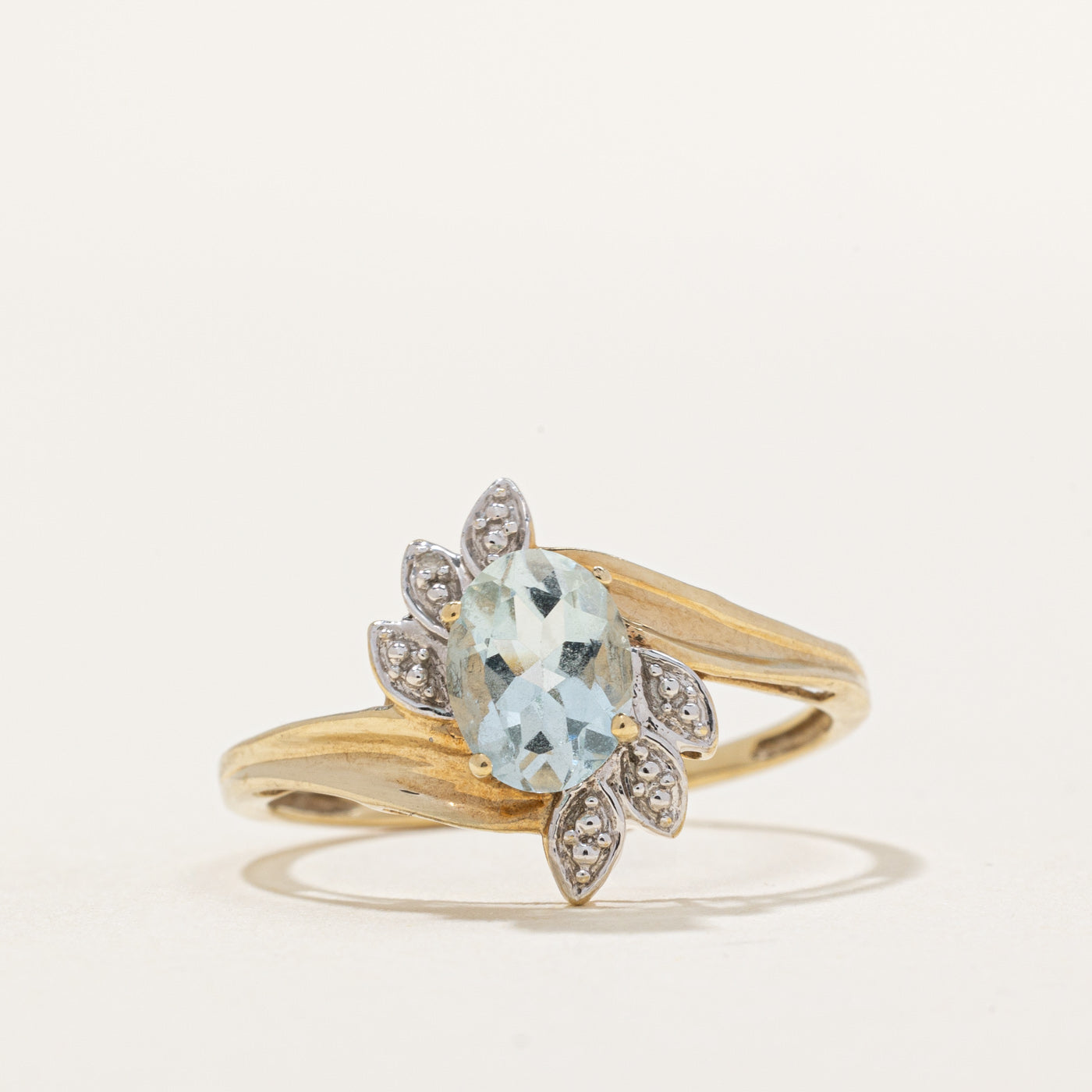 Aquamarine & Diamond Bypass Ring | 0.80ct, 0.005ctw | SZ 7 |