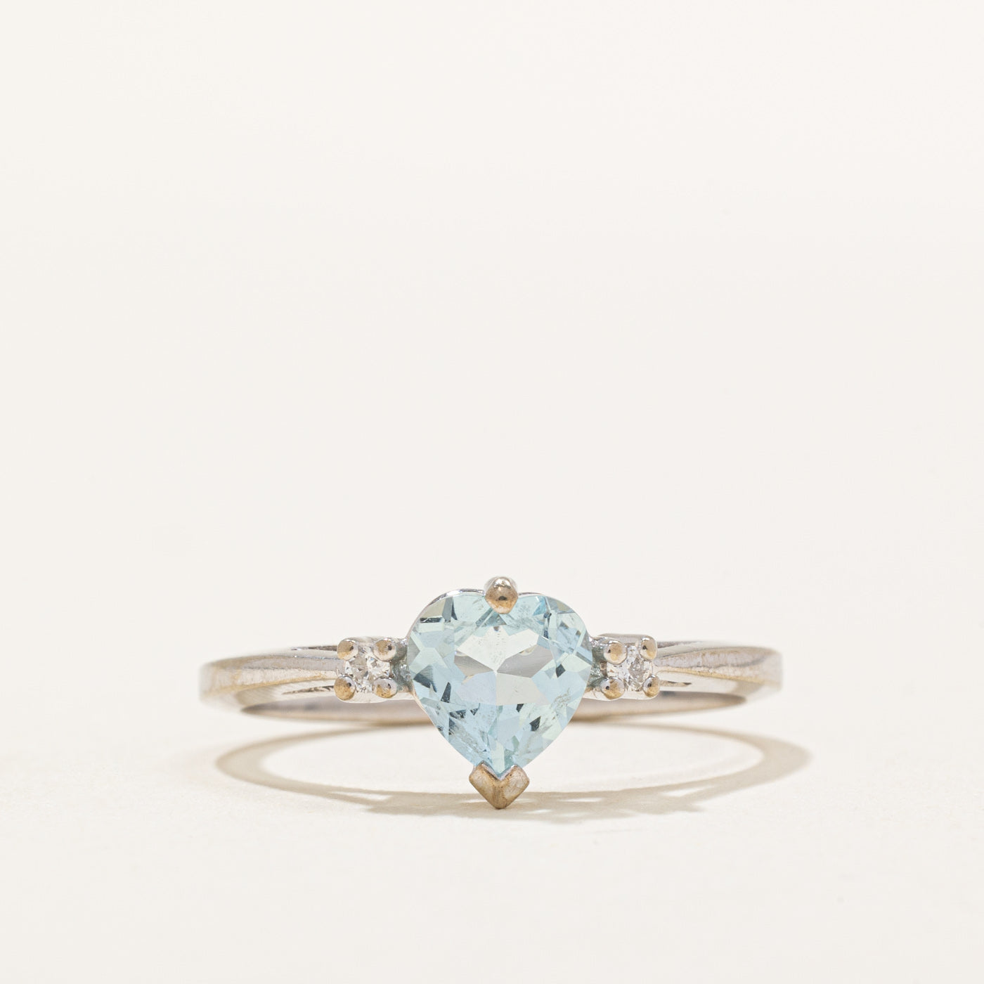 Heart Cut Aquamarine & Diamond Ring | 0.50ct, 0.02ctw | SZ 6.5 |