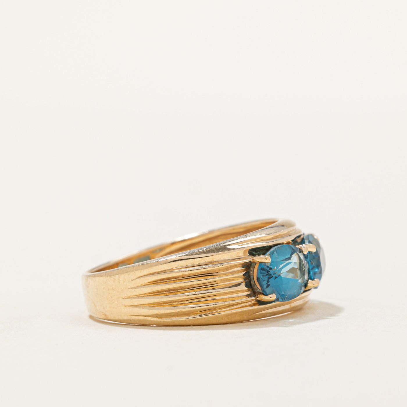 Three Stone London Blue Topaz Ring | 2.50ctw | SZ 8.25 |