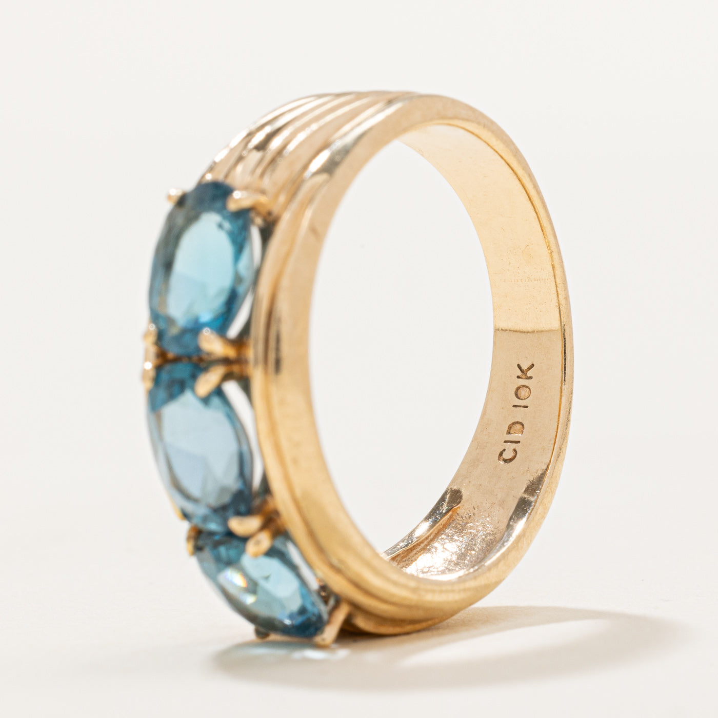 Three Stone London Blue Topaz Ring | 2.50ctw | SZ 8.25 |