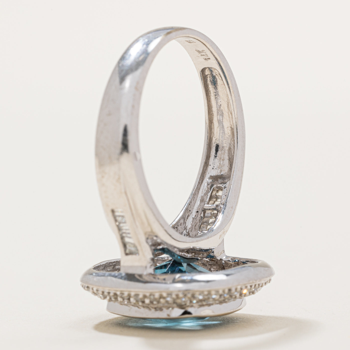 London Blue Topaz & Diamond Halo Ring | 6.00ct, 0.40ctw | SZ 8.25 |