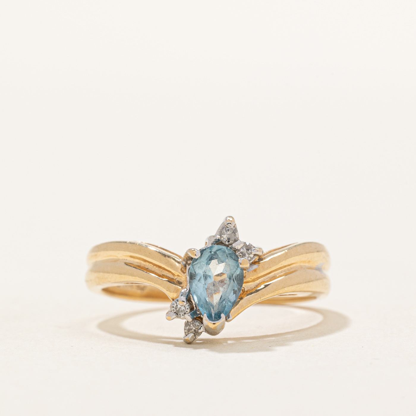 Blue Topaz & Diamond Chevron Ring | 0.43ct, 0.04ctw | SZ 6.25 |