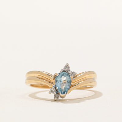 Blue Topaz & Diamond Chevron Ring | 0.43ct, 0.04ctw | SZ 6.25 |