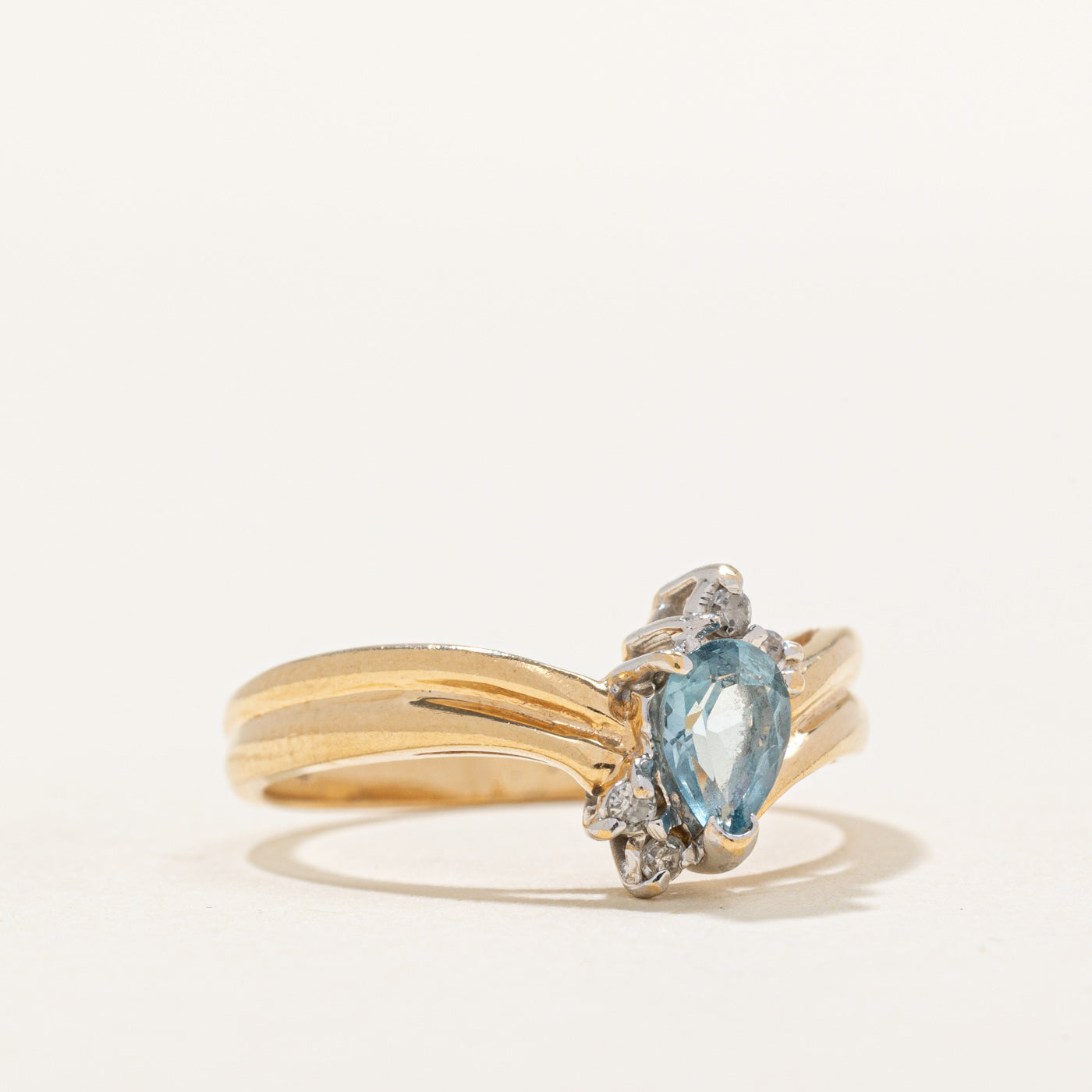 Blue Topaz & Diamond Chevron Ring | 0.43ct, 0.04ctw | SZ 6.25 |