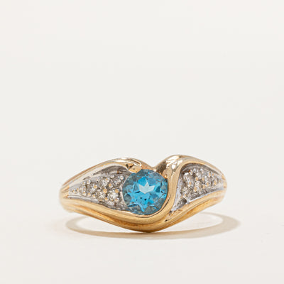 Semi Bezel Topaz & Diamond Tapered Ring | 0.60ct, 0.06ctw | SZ 6.5 |