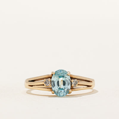 Blue Zircon & Diamond Tapered Ring | 1.24ct, 0.04ctw | SZ 6.75 |