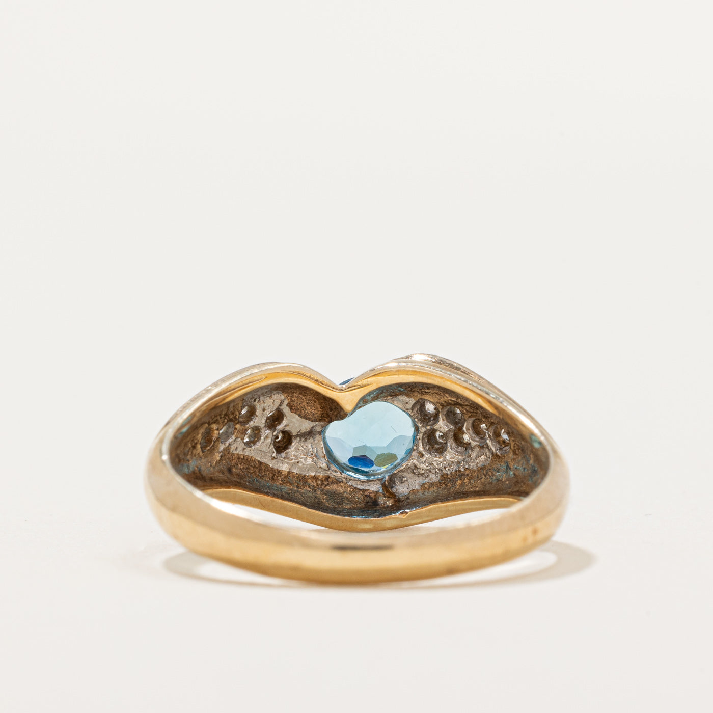 Semi Bezel Topaz & Diamond Tapered Ring | 0.60ct, 0.06ctw | SZ 6.5 |