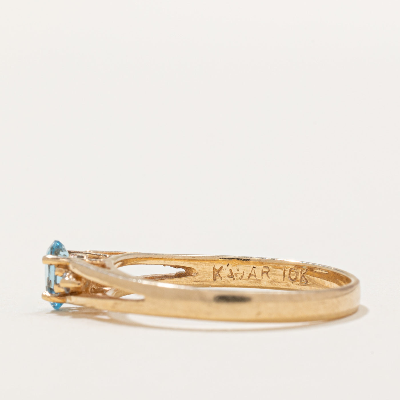 Blue Topaz & Diamond Open Shank Ring | 0.22ct, 0.02ctw | SZ 6 |