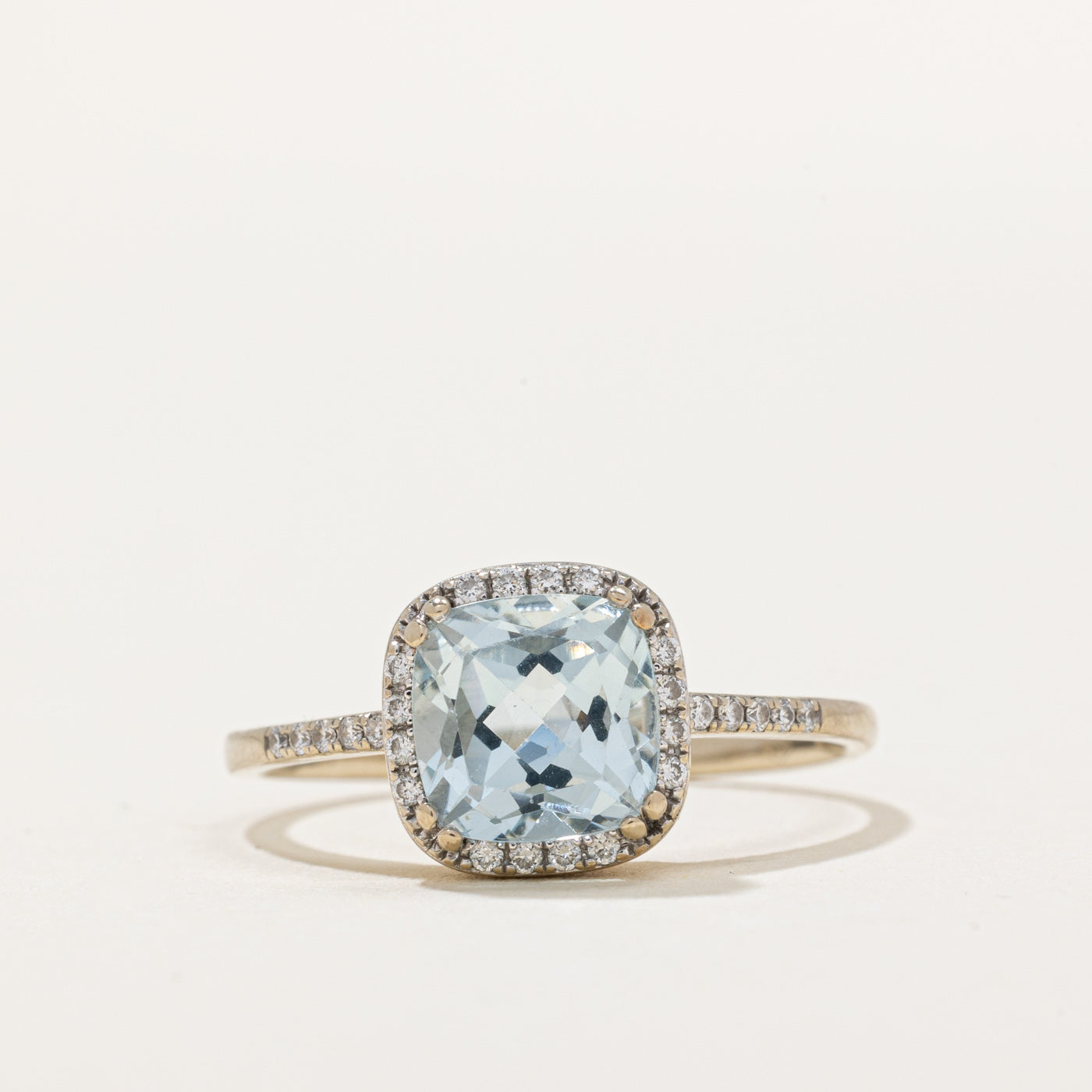 Aquamarine & Diamond Halo Ring | 1.60ct, 0.13ctw | SZ 7.5 |