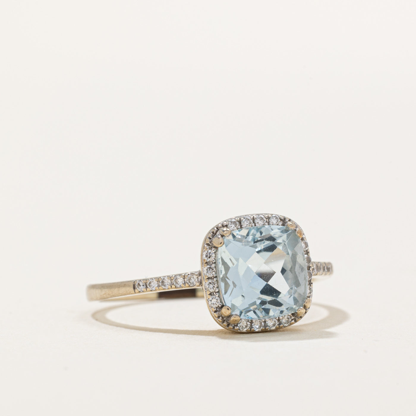 Aquamarine & Diamond Halo Ring | 1.60ct, 0.13ctw | SZ 7.5 |