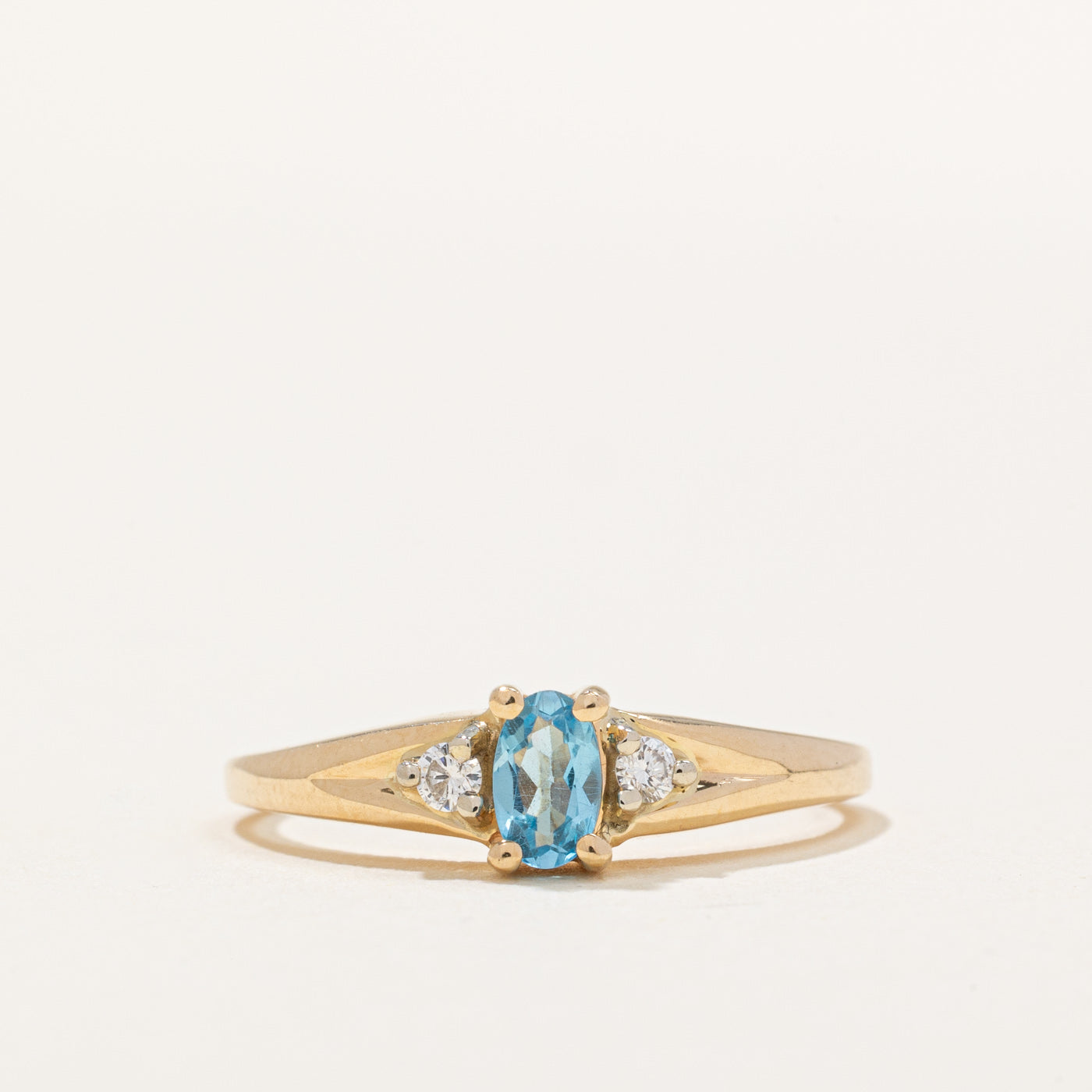 Blue Topaz & Diamond Tapered Ring | 0.20ct, 0.05ctw | SZ 7 |