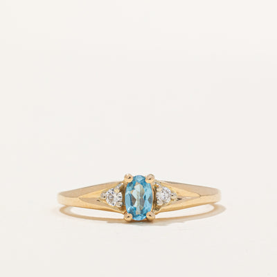 Blue Topaz & Diamond Tapered Ring | 0.20ct, 0.05ctw | SZ 7 |