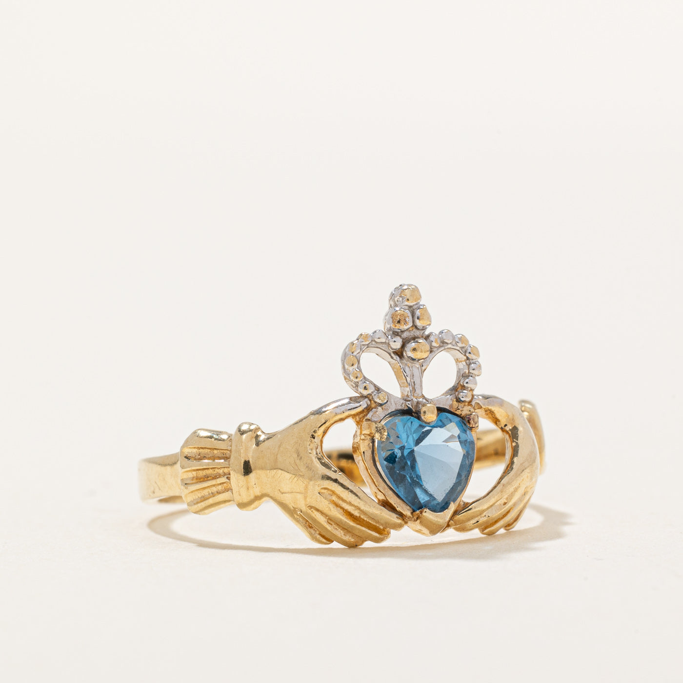 Synthetic Spinel Heart Claddagh Ring | 0.44ct | SZ 6.25 |