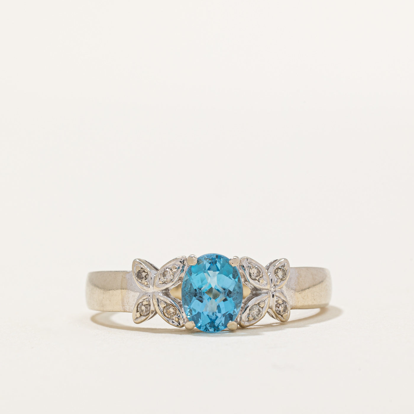 Blue Topaz & Diamond Ring | 0.85ct, 0.04ctw | SZ 9.5 |