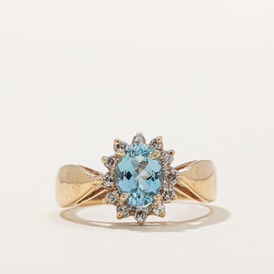 Blue Topaz & Diamond Reverse Tapered Ring | 0.82ct, 0.09ctw | SZ 5.75 |
