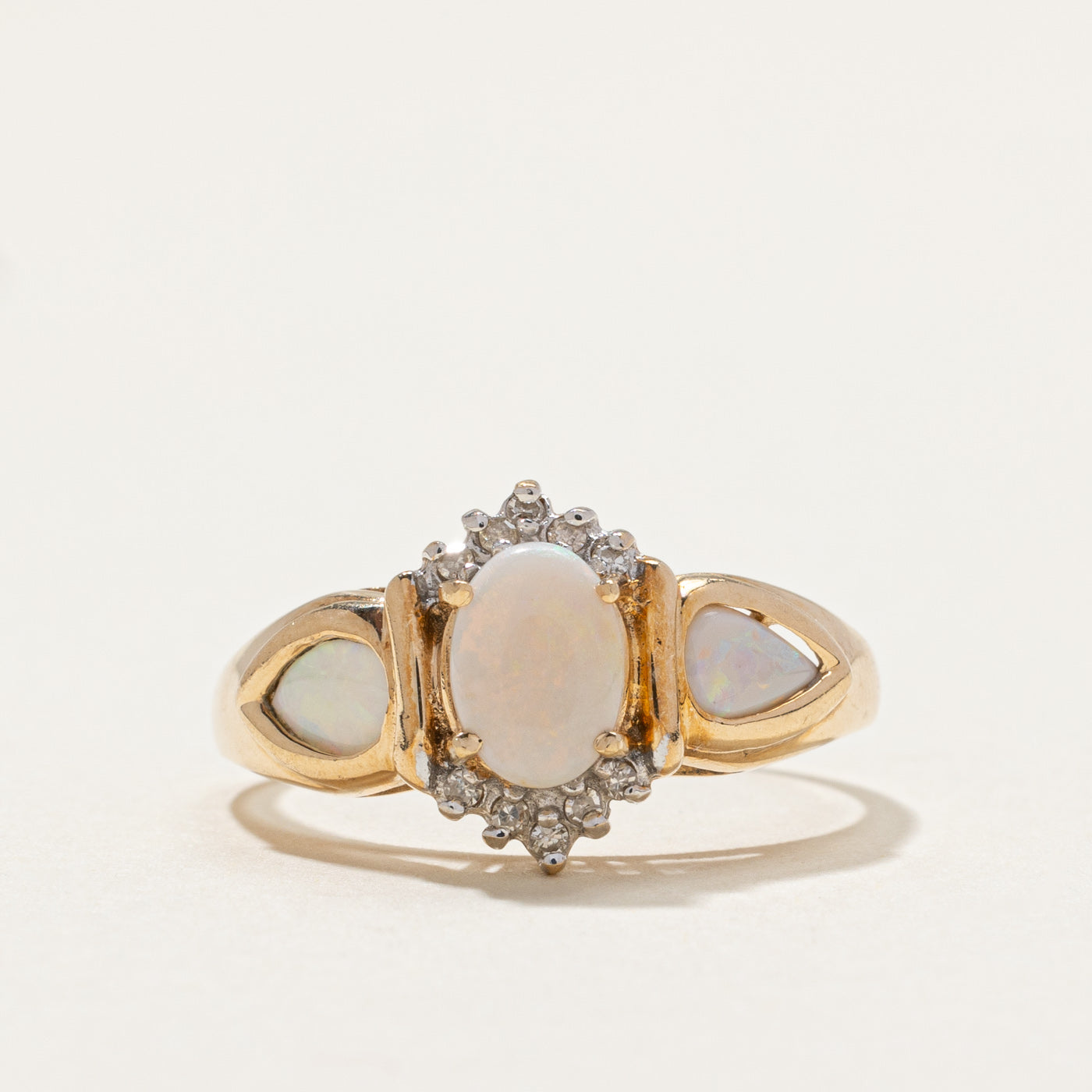 10k Opal & Diamond Semi Petal Ring | 0.60ctw, 0.06ctw | SZ 7.25 |