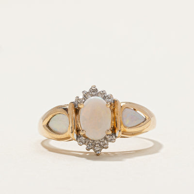 10k Opal & Diamond Semi Petal Ring | 0.60ctw, 0.06ctw | SZ 7.25 |