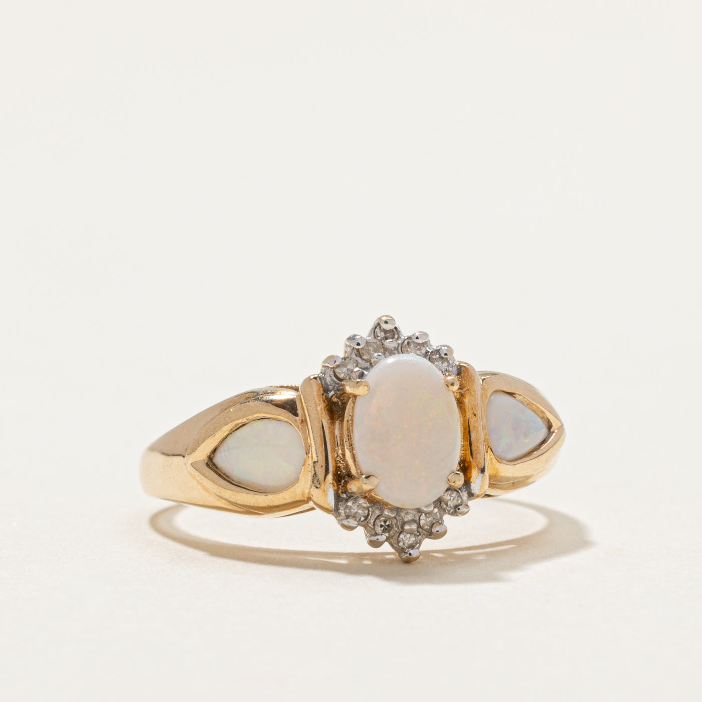 10k Opal & Diamond Semi Petal Ring | 0.60ctw, 0.06ctw | SZ 7.25 |