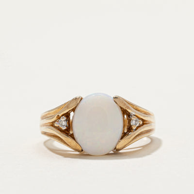 Opal & Diamond Grooved Tapered Ring | 1.52ct, 0.03ctw | SZ 8.75 |
