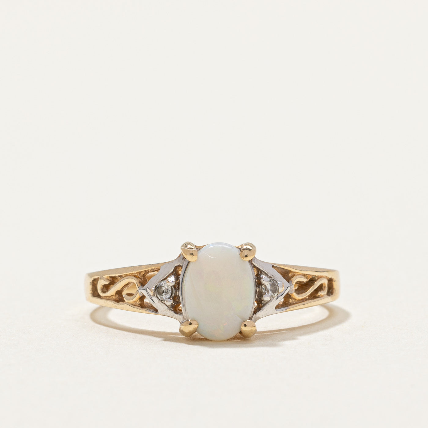 Two Tone Opal & Diamond Ring | 0.44ct, 0.02ctw | SZ 6 |