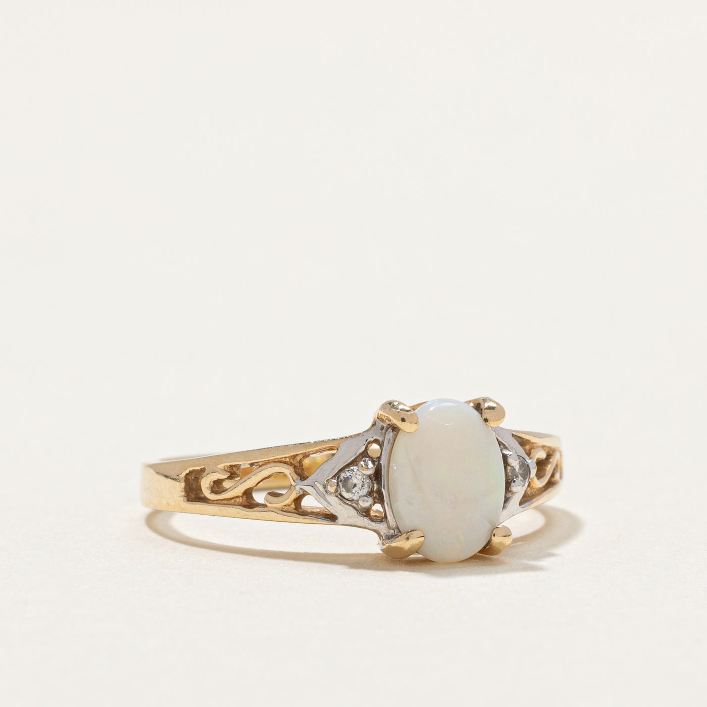 Two Tone Opal & Diamond Ring | 0.44ct, 0.02ctw | SZ 6 |