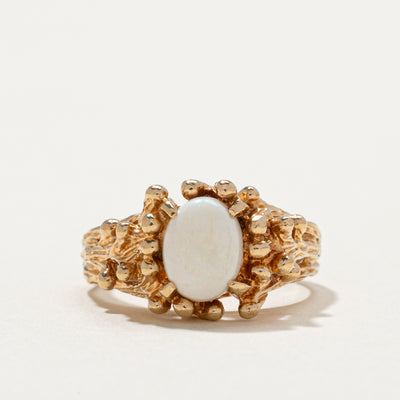 10k Yellow Gold Opal Textured Ring | 0.75ct | SZ 5.25 |