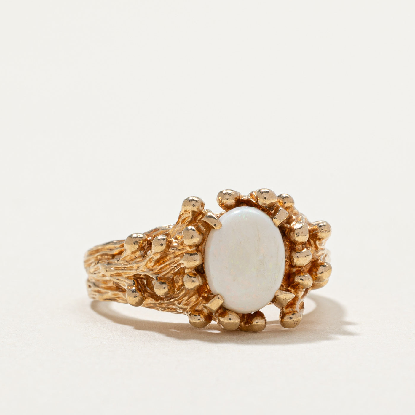10k Yellow Gold Opal Textured Ring | 0.75ct | SZ 5.25 |