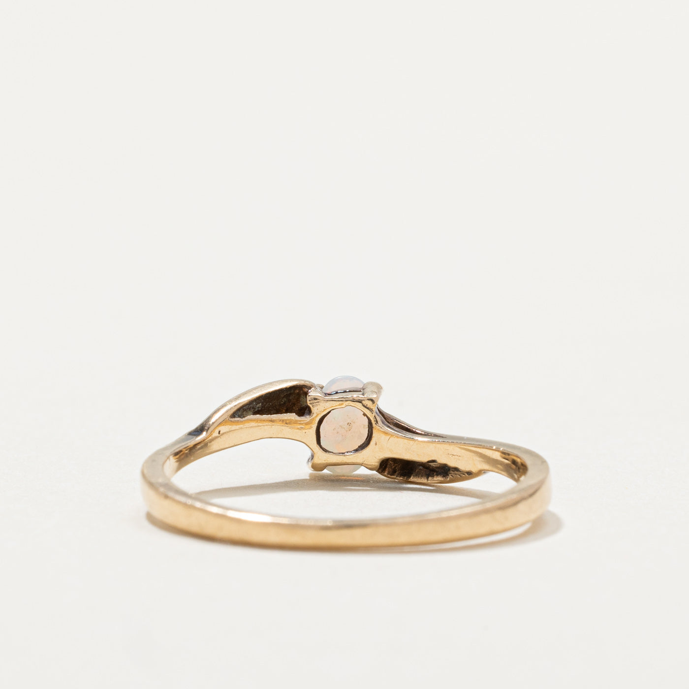 10k Two Tone Gold Opal Wave Ring | 0.12ct | SZ 6.75 |
